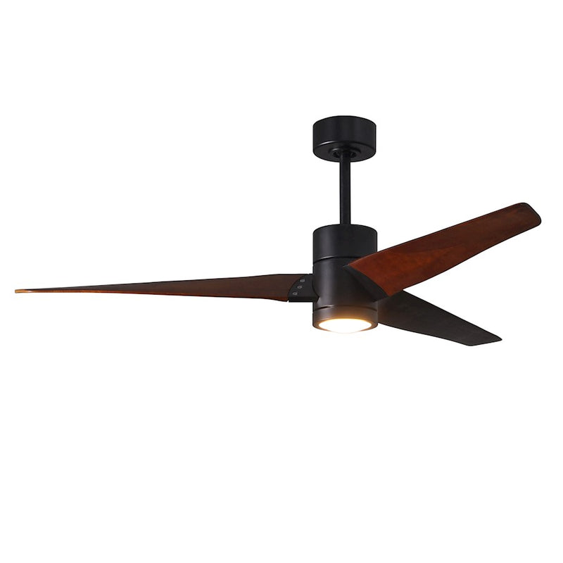 Matthews Fan Super Janet 60in 3-Blade Ceiling Fan | Matte Black and Walnut Solid Wood Blades | Living Room & Bedroom | Model SJ-BK-WN-60