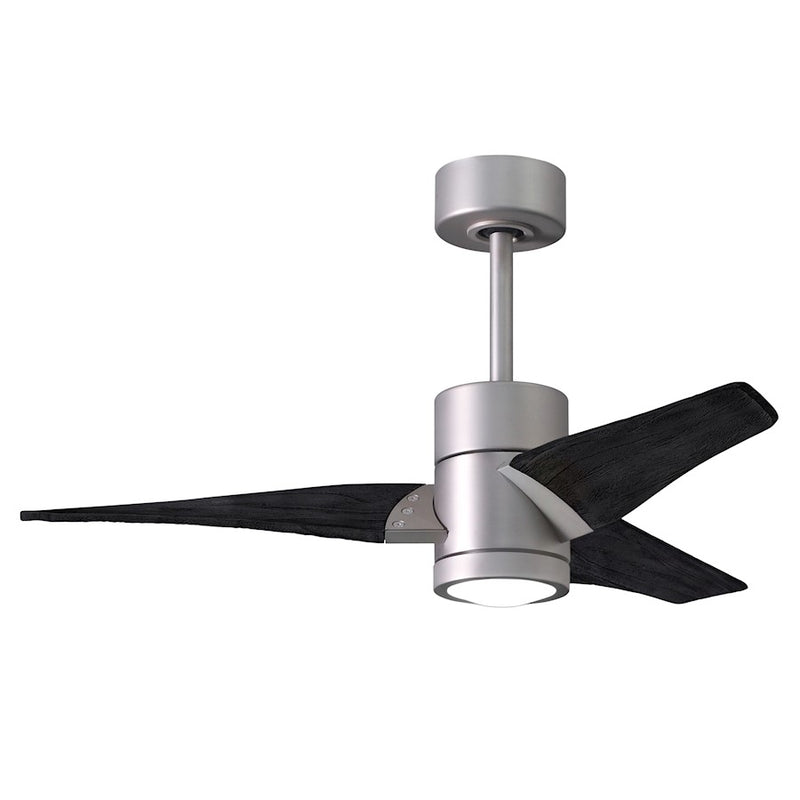 Matthews Fans Super Janet 42in 1-Light LED Ceiling Fan | Contemporary Brushed Nickel and Matte Black Solid Wood | Bedroom | Model SJ-BN-BK-42