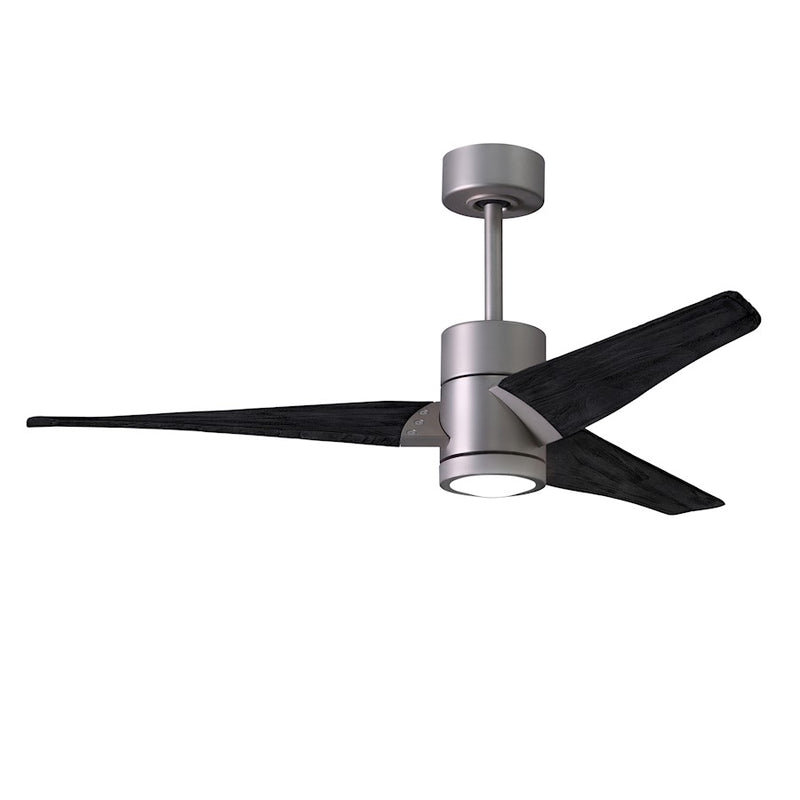 Matthews Fans Super Janet 52in 1-Light LED Ceiling Fan | Contemporary Brushed Nickel and Matte Black Solid Wood | Bedroom | Model SJ-BN-BK-52
