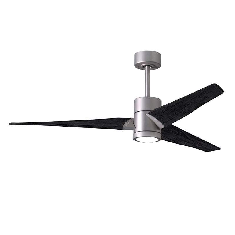 Matthews Fans Super Janet 60in 1-Light LED Ceiling Fan | Contemporary Brushed Nickel and Matte Black Solid Wood | Bedroom | Model SJ-BN-BK-60