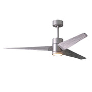 Matthews Fan Super Janet 60in 3-Blade Ceiling Fan | Modern Brushed Nickel and Barn Wood Solid Wood Blades with Frosted Glass | Model SJ-BN-BW-60
