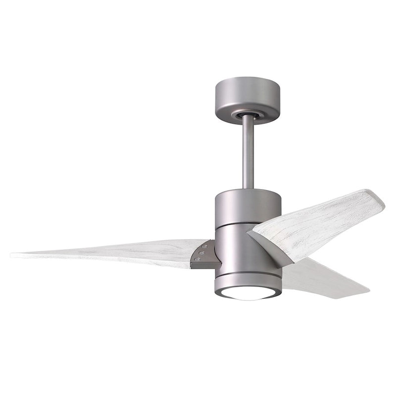 Matthews Fans Super Janet 42in 1-Light LED Ceiling Fan | Contemporary Brushed Nickel and Matte White Solid Wood | Bedroom | Model SJ-BN-MWH-42