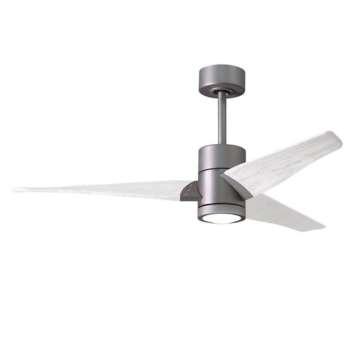 Matthews Fans Super Janet 52in 1-Light Ceiling Fan | Contemporary Brushed Nickel and Matte White Wood | Living Room & Bedroom | Model SJ-BN-MWH-52