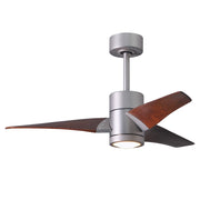 Matthews Fan Super Janet 42in 3-Blade Ceiling Fan | Brushed Nickel and Walnut Solid Wood | Bedroom & Home Office | 42 x 42 x 10 in | Model SJ-BN-WN-42