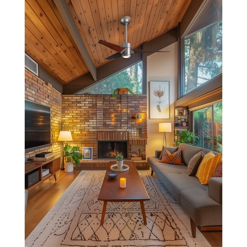 Matthews Fan Super Janet 42in 3-Blade Ceiling Fan | Brushed Nickel and Walnut Solid Wood | Bedroom & Home Office | 42 x 42 x 10 in | Model SJ-BN-WN-42