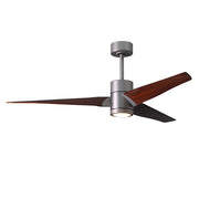 Matthews Fan Super Janet 60in 3-Blade Ceiling Fan | Brushed Nickel and Walnut Wood | Large Living Room & Great Room | 60 x 10 in | Model SJ-BN-WN-60
