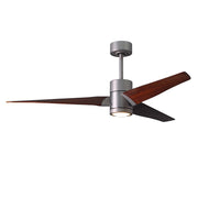 Matthews Fan Super Janet 60in 3-Blade Ceiling Fan | Brushed Nickel and Walnut Wood | Large Living Room & Great Room | 60 x 10 in | Model SJ-BN-WN-60