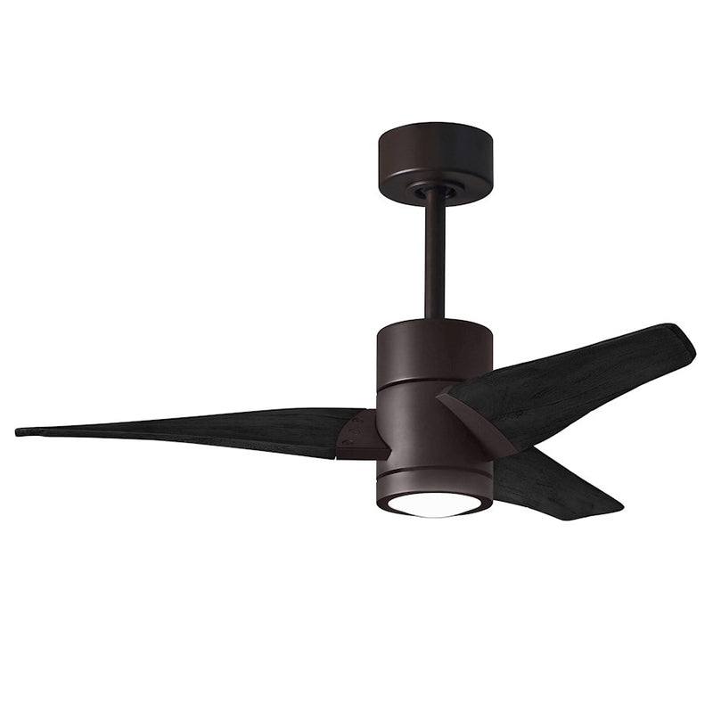 Matthews Fans Super Janet 42in 1-Light LED Ceiling Fan | Contemporary Textured Bronze and Matte Black Solid Wood | Bedroom | Model SJ-TB-BK-42