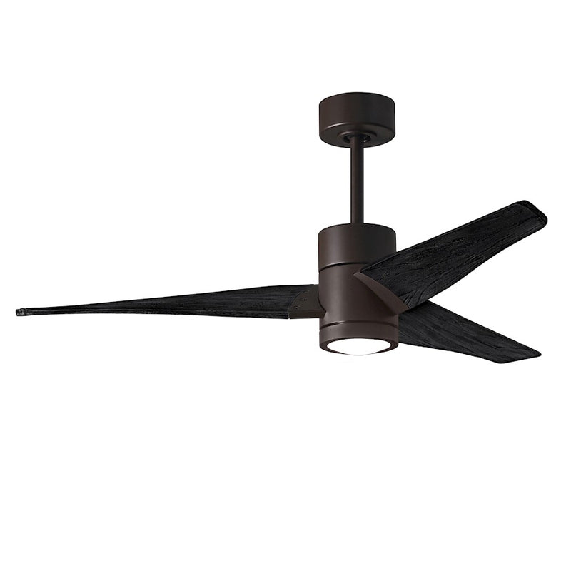 Matthews Fans Super Janet 52in 1-Light LED Ceiling Fan | Contemporary Textured Bronze and Matte Black Solid Wood | Bedroom | Model SJ-TB-BK-52