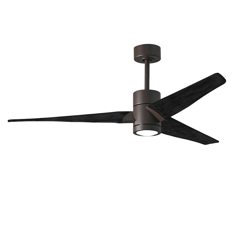 Matthews Fans Super Janet 60in 1-Light LED Ceiling Fan | Contemporary Textured Bronze and Matte Black Solid Wood | Bedroom | Model SJ-TB-BK-60