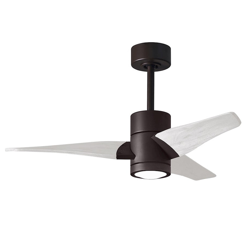 Matthews Fans Super Janet 42in 1-Light LED Ceiling Fan | Contemporary Textured Bronze and Matte White Solid Wood | Bedroom | Model SJ-TB-MWH-42