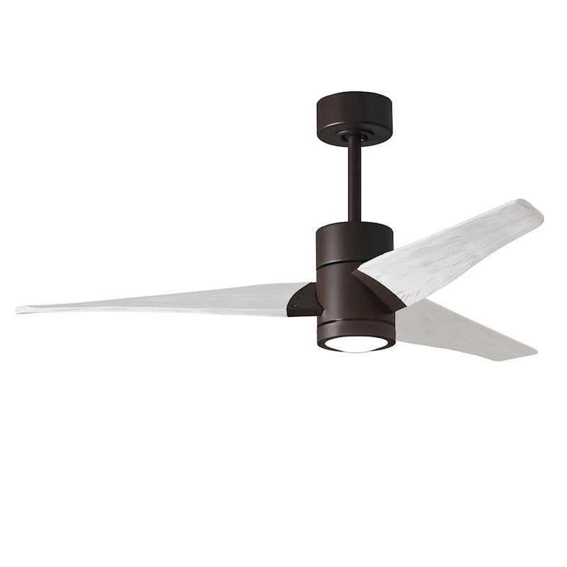 Matthews Fans Super Janet 52in 1-Light Ceiling Fan | Textured Bronze and Matte White Solid Wood | Living Room & Bedroom | Model SJ-TB-MWH-52