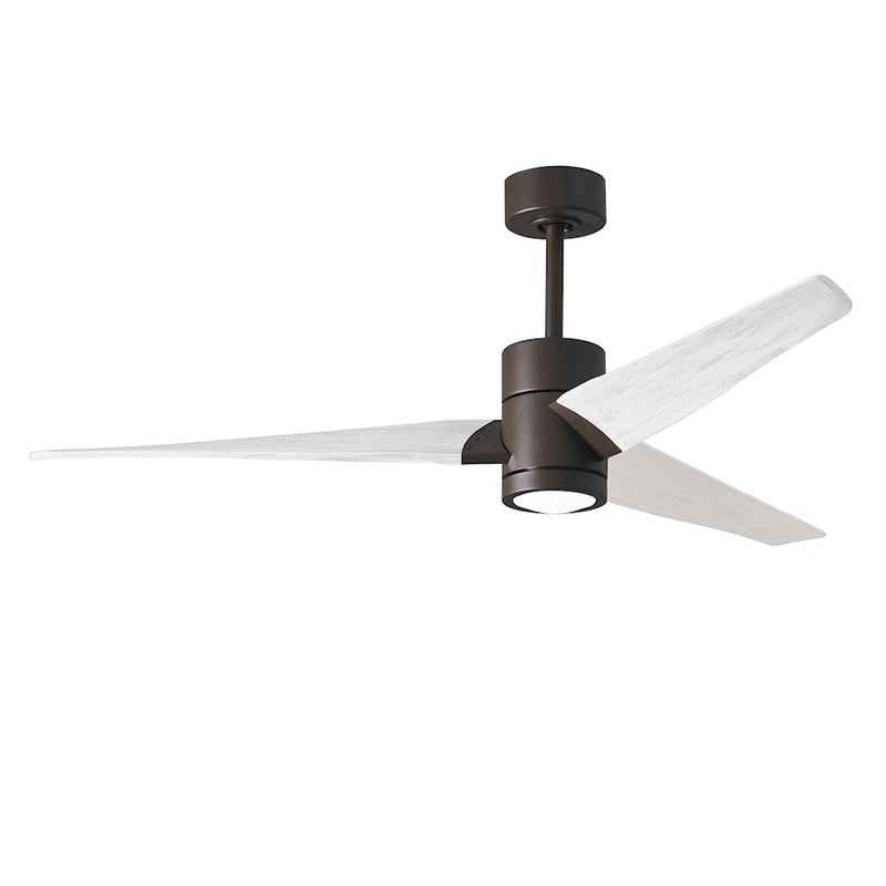 Matthews Fans Super Janet 60in 1-Light Ceiling Fan | Textured Bronze and Matte White Solid Wood | Large Living Room & Great Room | Model SJ-TB-MWH-60