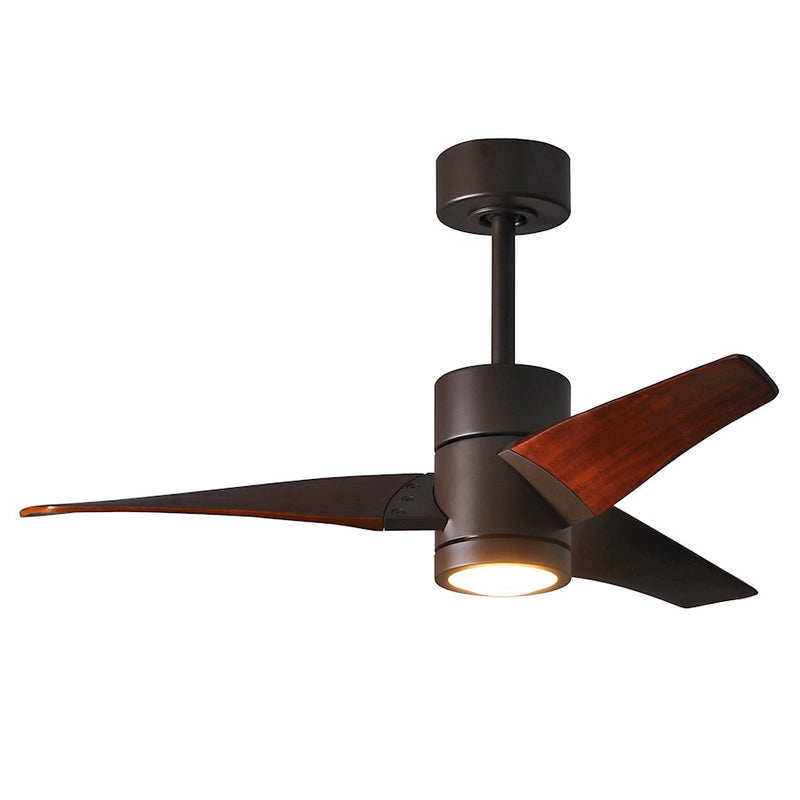 Matthews Fan Super Janet 42in 3-Blade Ceiling Fan | Textured Bronze and Walnut Wood | Bedroom & Home Office | 42 x 10 in | Model SJ-TB-WN-42