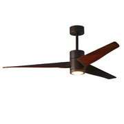 Matthews Fan Super Janet 60in 3-Blade Ceiling Fan | Textured Bronze and Walnut Wood | Great Room & Covered Patio | 60 x 60 x 10 in | Model SJ-TB-WN-60