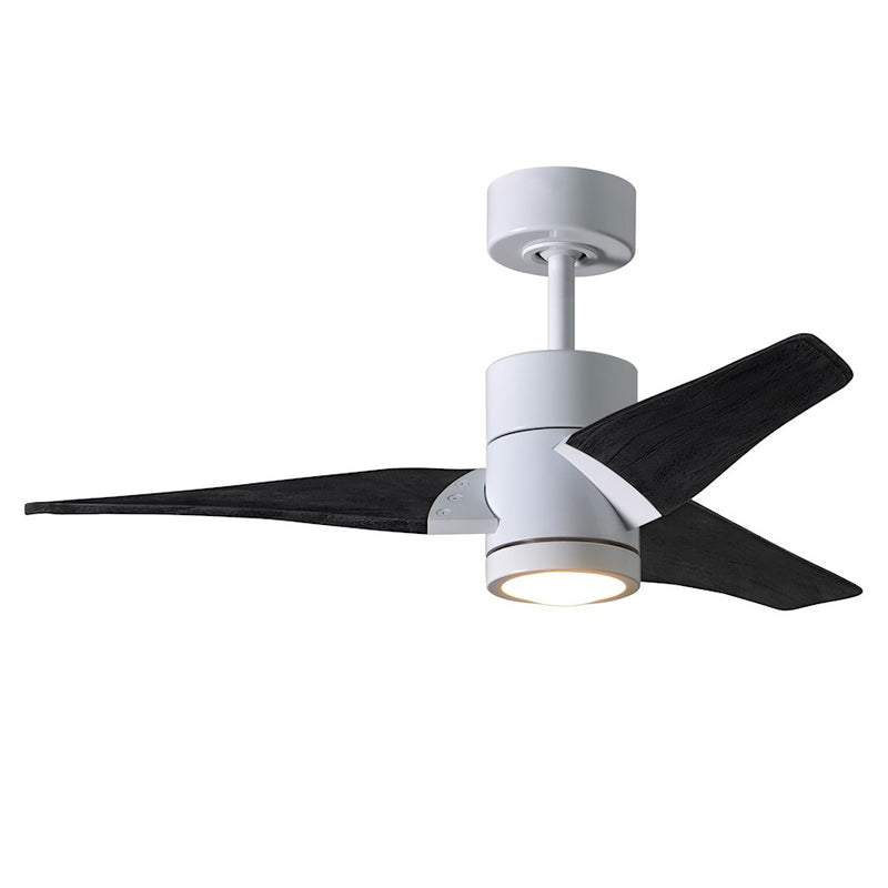 Matthews Fans Super Janet 42in 1-Light Ceiling Fan | Gloss White and Matte Black Solid Wood | Bedroom & Home Office | Model SJ-WH-BK-42