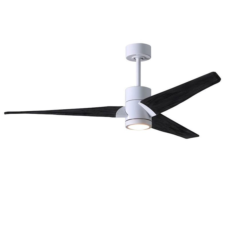 Matthews Fans Super Janet 52in 1-Light Ceiling Fan | Gloss White and Matte Black Solid Wood | Living Room & Bedroom | Model SJ-WH-BK-52