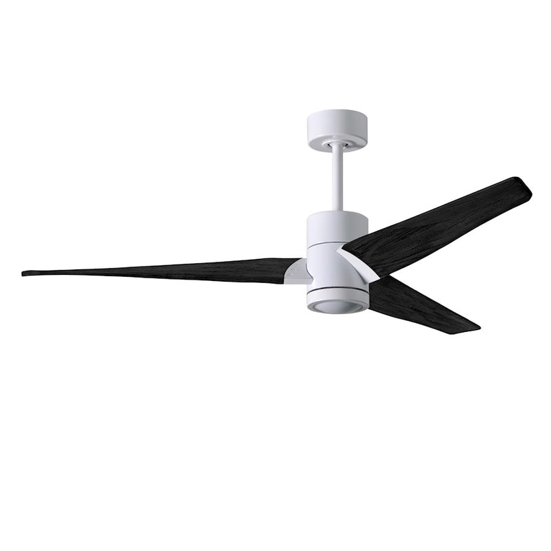 Matthews Fans Super Janet 60in 1-Light Ceiling Fan | Contemporary Gloss White and Matte Black Solid Wood | Living Room & Bedroom | Model SJ-WH-BK-60