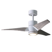 Matthews Fan Super Janet 42in 3-Blade Ceiling Fan | Gloss White and Barn Wood | Bedroom & Covered Patio | 42 x 42 x 10 in | Model SJ-WH-BW-42