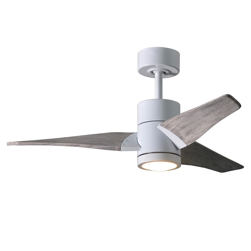 Matthews Fan Super Janet 42in 3-Blade Ceiling Fan | Gloss White and Barn Wood | Bedroom & Covered Patio | 42 x 42 x 10 in | Model SJ-WH-BW-42