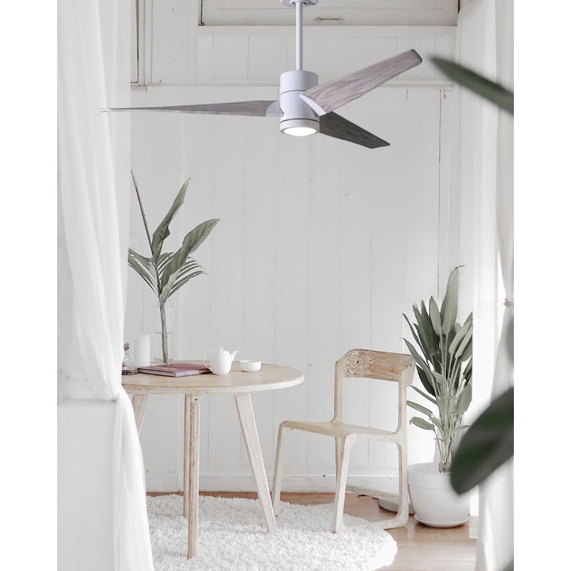 Matthews Fan Super Janet 52in 3-Blade Ceiling Fan | Gloss White and Barn Wood Solid Wood Blades | Living Room & Bedroom | Model SJ-WH-BW-52
