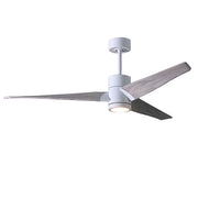 Matthews Fan Super Janet 52in 3-Blade Ceiling Fan | Gloss White and Barn Wood Solid Wood Blades | Living Room & Bedroom | Model SJ-WH-BW-52