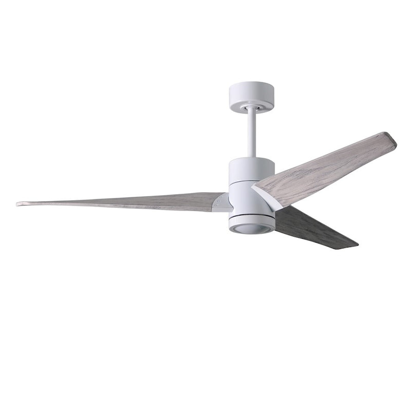 Matthews Fan Super Janet 60in 3-Blade Ceiling Fan | Gloss White and Barn Wood Solid Wood Blades | Great Room & Covered Patio | Model SJ-WH-BW-60