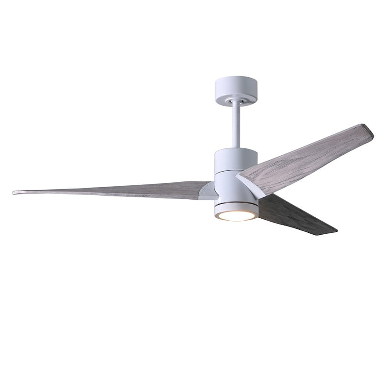 Matthews Fan Super Janet 60in 3-Blade Ceiling Fan | Gloss White and Barn Wood Solid Wood Blades | Great Room & Covered Patio | Model SJ-WH-BW-60
