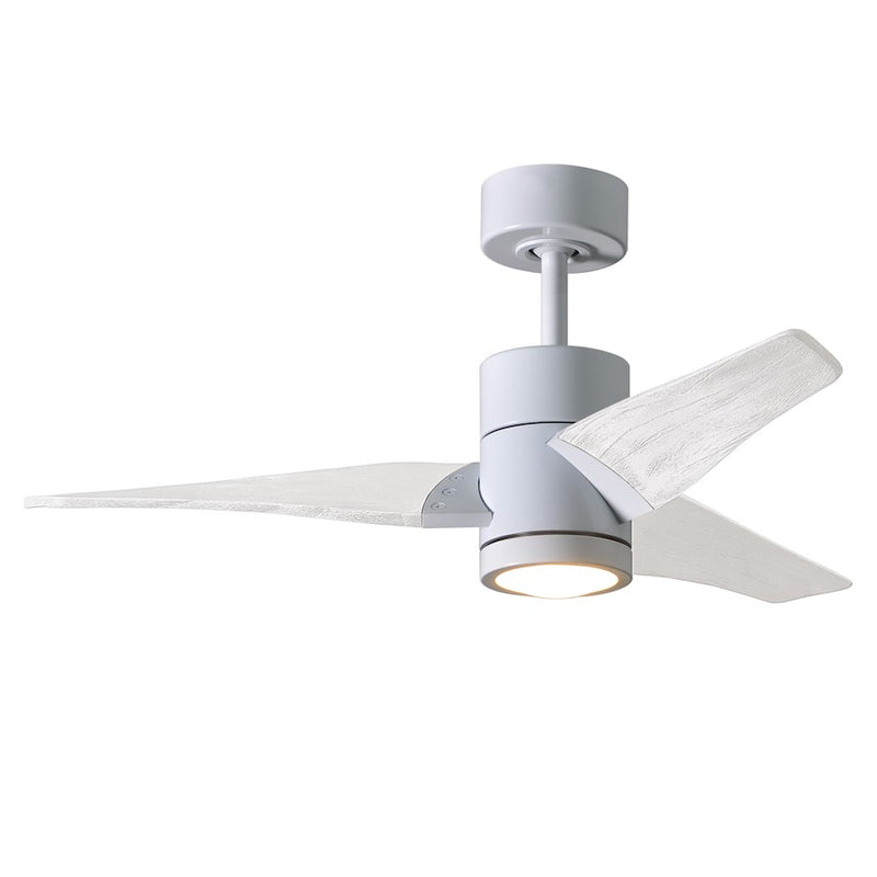 Matthews Fans Super Janet 42in 1-Light Ceiling Fan | Contemporary Gloss White and Matte White Solid Wood | Bedroom & Home Office | Model SJ-WH-MWH-42