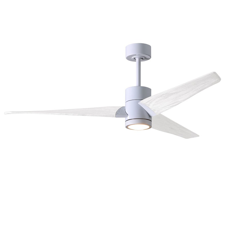 Matthews Fans Super Janet 52in 1-Light Ceiling Fan | Contemporary Gloss White and Matte White Solid Wood | Living Room & Bedroom | Model SJ-WH-MWH-52