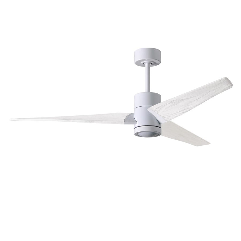 Matthews Fans Super Janet 60in 1-Light Ceiling Fan | Contemporary Gloss White and Matte White Solid Wood | Living Room & Bedroom | Model SJ-WH-MWH-60