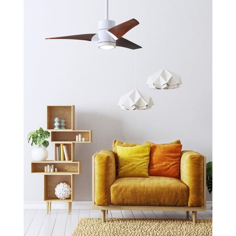 Matthews Fan Super Janet 42in 3-Blade Ceiling Fan | Gloss White and Walnut Wood | Bedroom & Covered Patio | 42 x 42 x 10 in | Model SJ-WH-WN-42