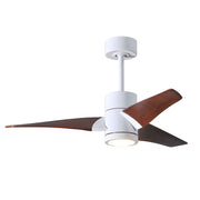 Matthews Fan Super Janet 42in 3-Blade Ceiling Fan | Gloss White and Walnut Wood | Bedroom & Covered Patio | 42 x 42 x 10 in | Model SJ-WH-WN-42