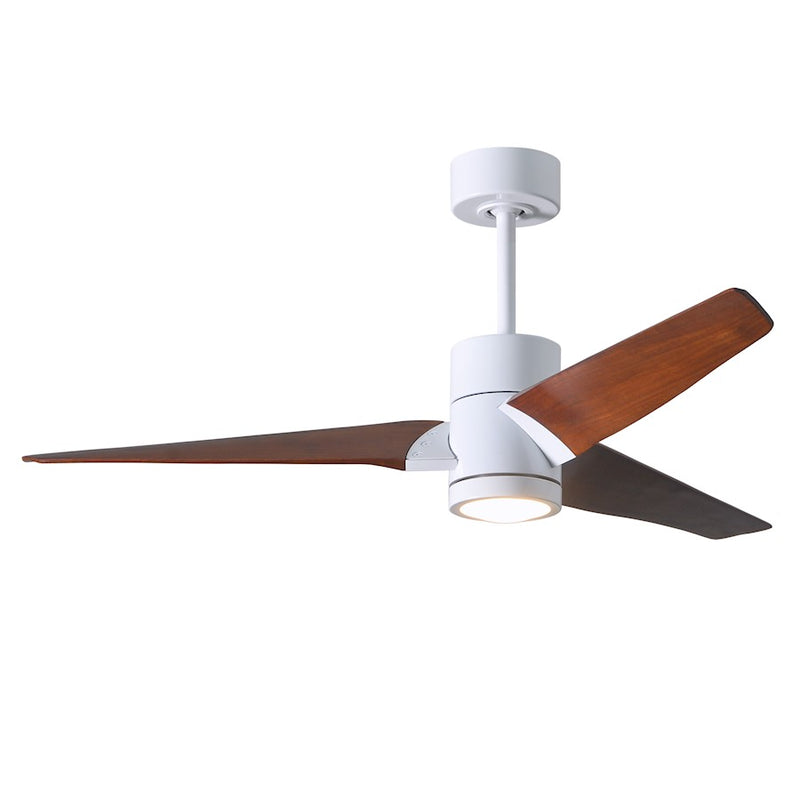 Matthews Fan Super Janet 52in 3-Blade Ceiling Fan | Gloss White and Walnut Solid Wood | Living Room & Bedroom | 52 x 52 x 10 in | Model SJ-WH-WN-52