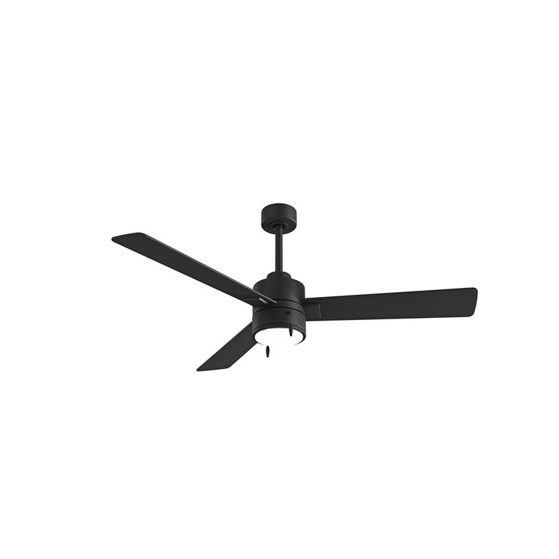 Matthews Steven 52in 3-Blade Ceiling Fan | Contemporary Matte Black Cast Aluminum | Bedroom & Living Room | 52 x 52 x 16.5 in | Model SS-BK-BK-52