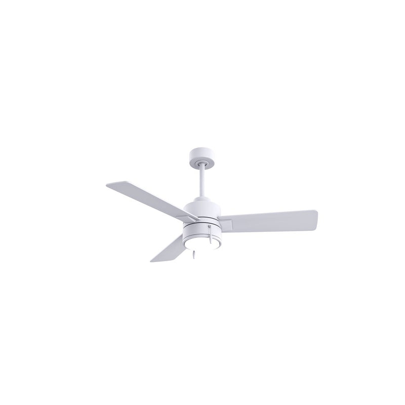 Matthews Fan Steven 42in 3-Blade Ceiling Fan | Contemporary Matte White and Plywood Blades | Bedroom & Living Room | Model SS-MWH-MWH-42