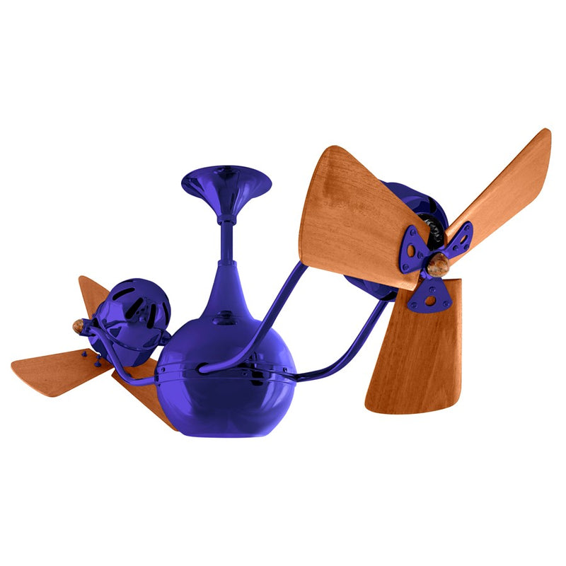 Matthews Fans Vent Bettina 44in 6-Blade Rotational Ceiling Fan | Contemporary Safira and Mahogany | Living Room & Covered Patio | Model VB-BLUE-WD