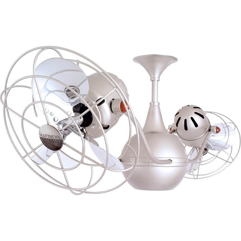 Matthews Fan Company Vent Bettina 42in Rotational Ceiling Fan | Brushed Nickel Metal Blades | Indoor & Covered Patio | Model VB-BN-MTL-DAMP