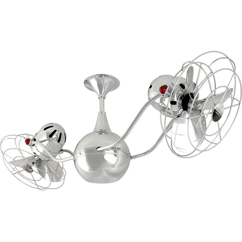 Matthews Fan Company Vent Bettina 42in Rotational Ceiling Fan | Chrome Steel and Mahogany Wood | Indoor & Covered Patio | Model VB-CR-WD