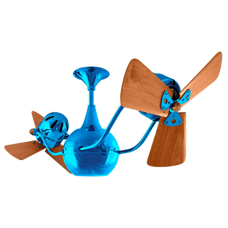 Matthews Fans Vent Bettina 44in Rotational Ceiling Fan | Agua Marinha and Mahogany Wood Blades | Covered Patio & Living Room | Model VB-LTBLUE-WD