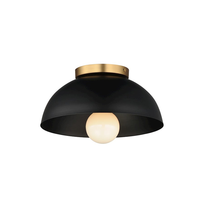 Maxim Lighting Thelonious 1 Light 12" Flush Mount, Black/Aged Brass