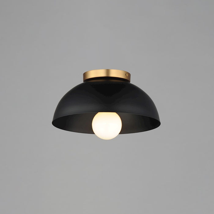 Maxim Lighting Thelonious 1 Light 12" Flush Mount, Black/Aged Brass