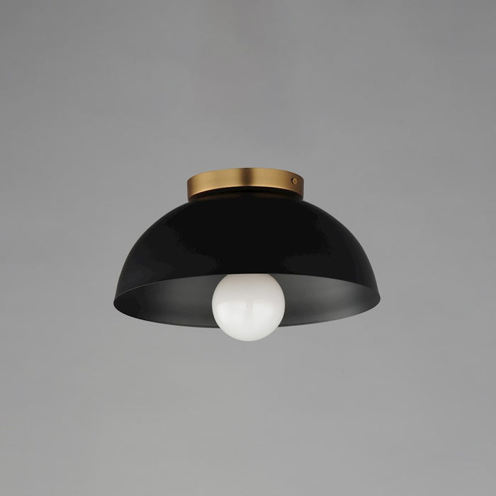 Maxim Lighting Thelonious 1 Light 12" Flush Mount, Black/Aged Brass