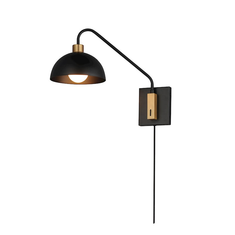 Maxim Lighting Thelonious 1 Light Wall Sconce, Black/Aged Brass