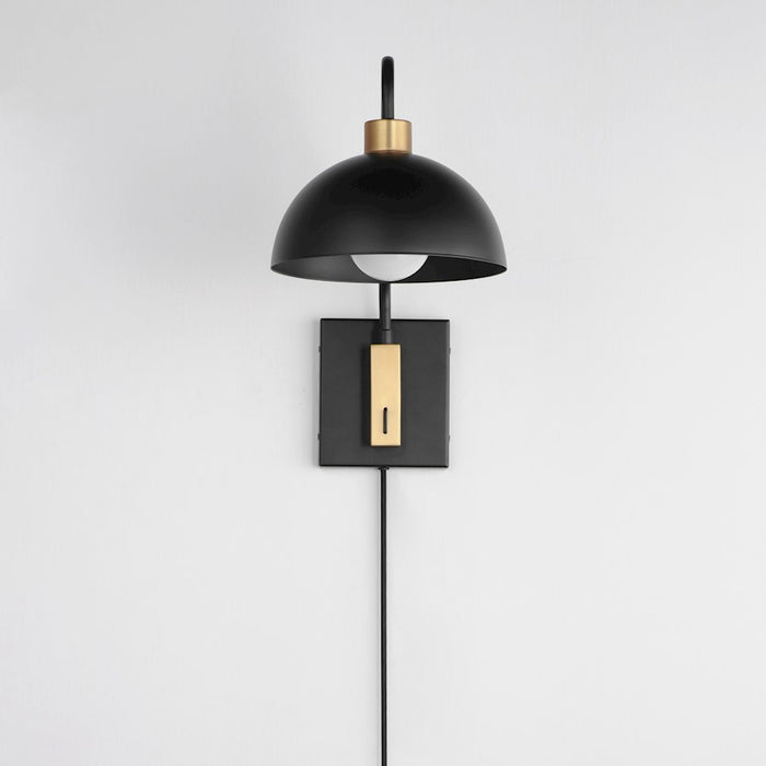 Maxim Lighting Thelonious 1 Light Wall Sconce, Black/Aged Brass