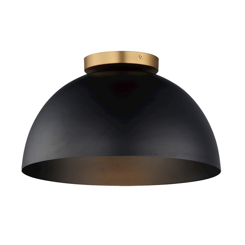 Maxim Lighting Thelonious 1 Light 16" Flush Mount, Black/Aged Brass