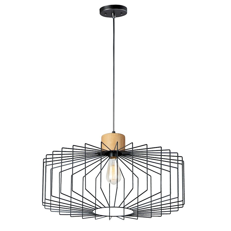 Maxim Lighting Bjorn 1-Light Pendant, Black/Natural Wood