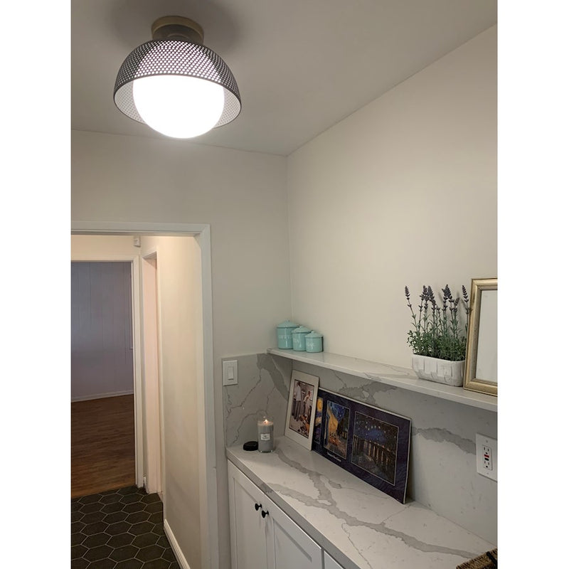 Maxim Lighting Perf 1-Light Flush Mount, Black/Satin Brass/White