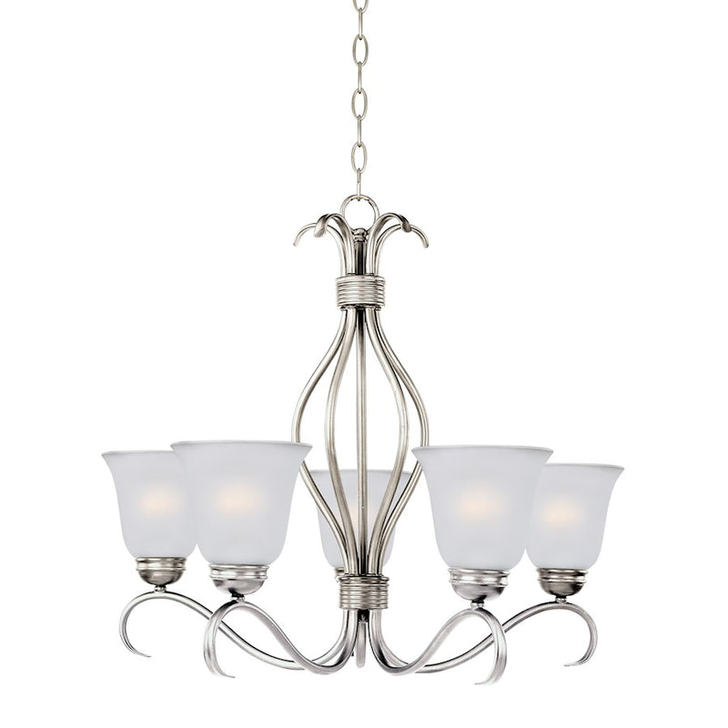 Maxim Lighting Basix 26" 5-Light Chandelier, Satin Nickel/Frosted