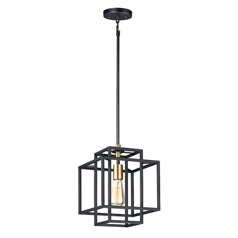 Maxim Lighting Liner Single Pendant, Black/Satin Brass
